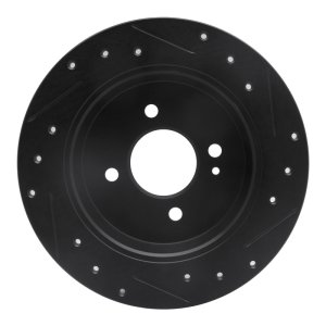 Dodge Attitude Brake Rotor (1) - Rear Left - R1 Concepts - Drilled & Slotted - Black - `12-`25